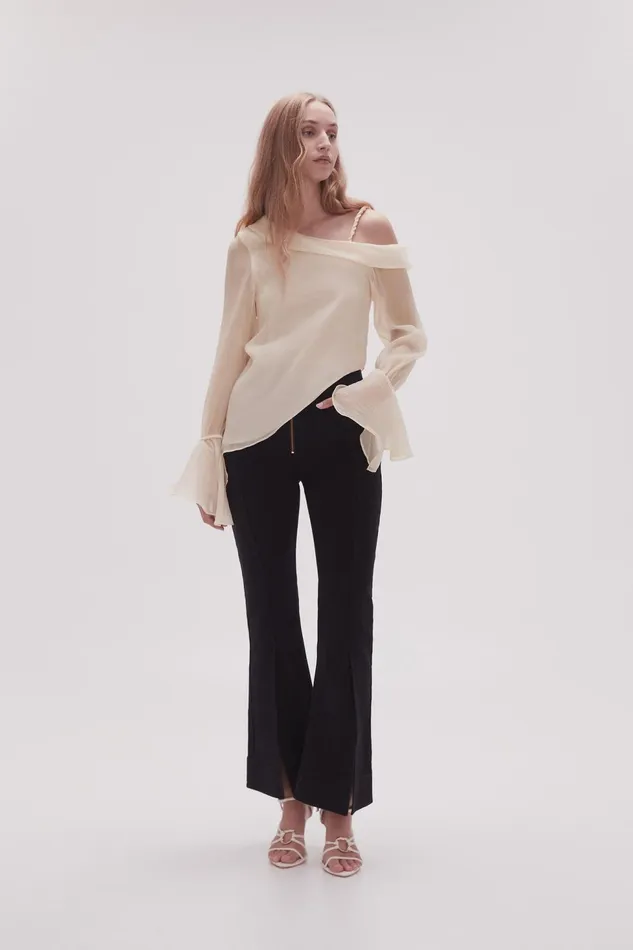 Women Edith Draped Top Champagne Cream Aje Tops