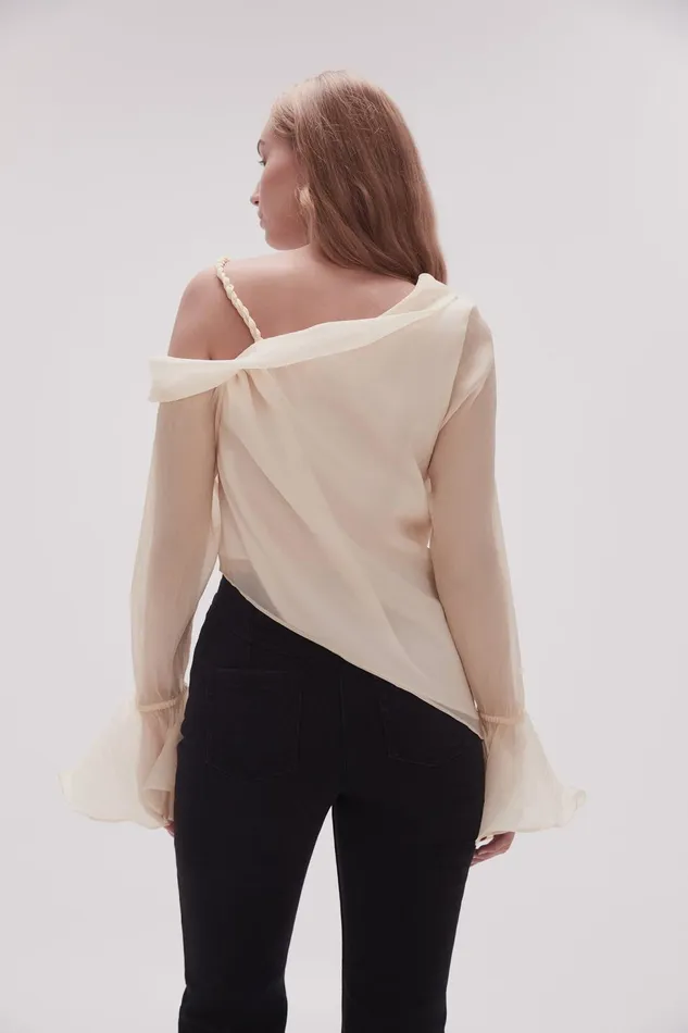 Women Edith Draped Top Champagne Cream Aje Tops