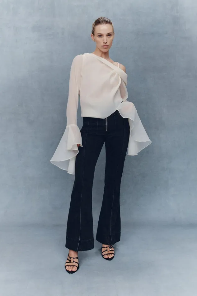 Women Edith Draped Top Champagne Cream Aje Tops