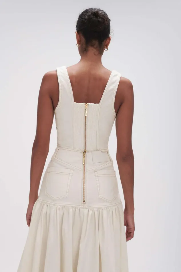 Women Elena Denim Cropped Bustier White Aje Tops