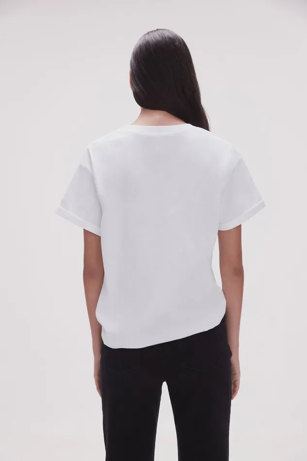 Women Ella Embellished Logo Tee Whitesilver Aje Tees