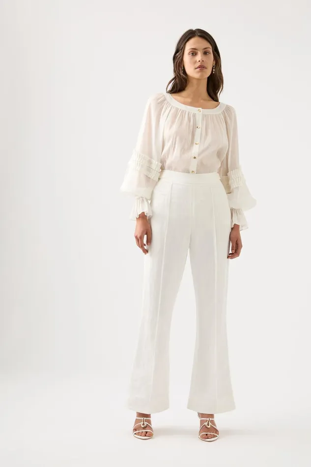 Women Elle Flared Pant Ivory Aje Pants