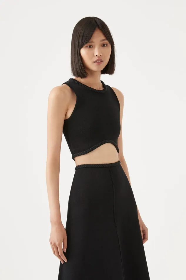 Women Elm Braided Knit Tank Top Black Aje Body and Crepe Knit