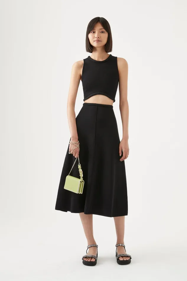 Women Elm Braided Knit Tank Top Black Aje Body and Crepe Knit