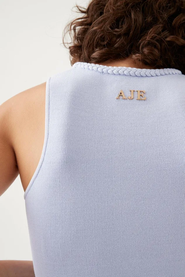 Women Elm Braided Knit Tank Top Cool Lavender Aje Body and Crepe Knit