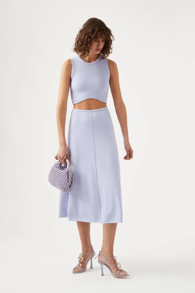 Women Elm Braided Knit Tank Top Cool Lavender Aje Body and Crepe Knit