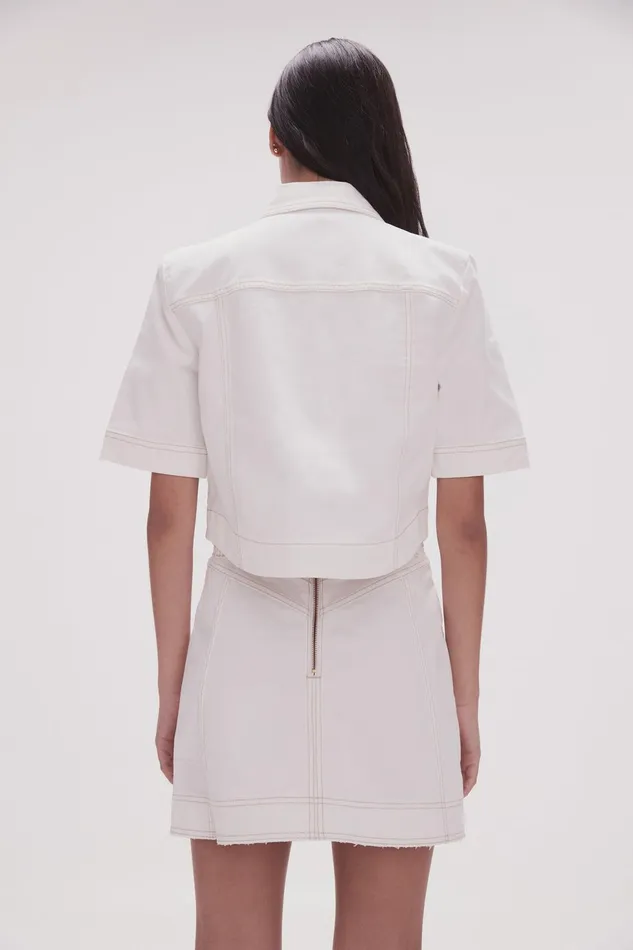 Women Ember Denim Crop Shirt White Aje Denim