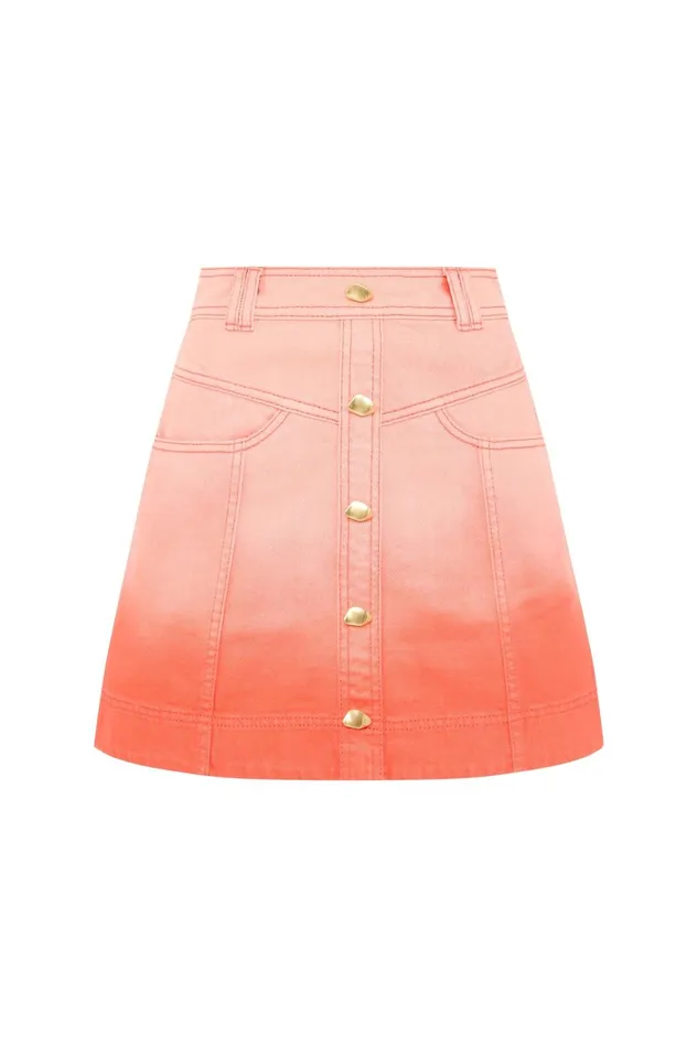 Women Ember Ombre Denim Mini Skirt Coral Sunset Aje Skirts