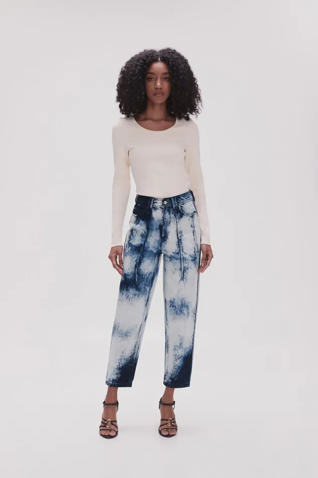 Women Enigma Denim Straight Jeans Tie Dye Indigo Aje Pants
