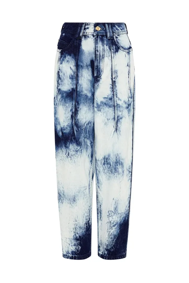 Women Enigma Denim Straight Jeans Tie Dye Indigo Aje Pants