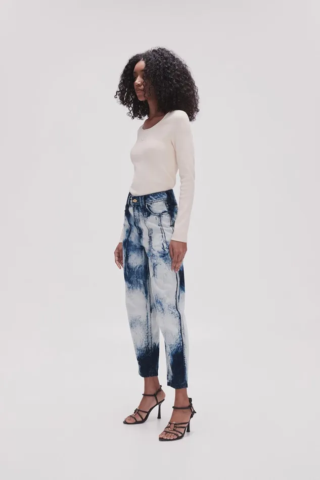 Women Enigma Denim Straight Jeans Tie Dye Indigo Aje Pants