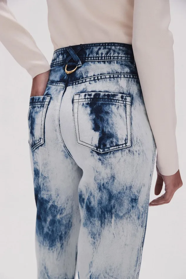 Women Enigma Denim Straight Jeans Tie Dye Indigo Aje Pants