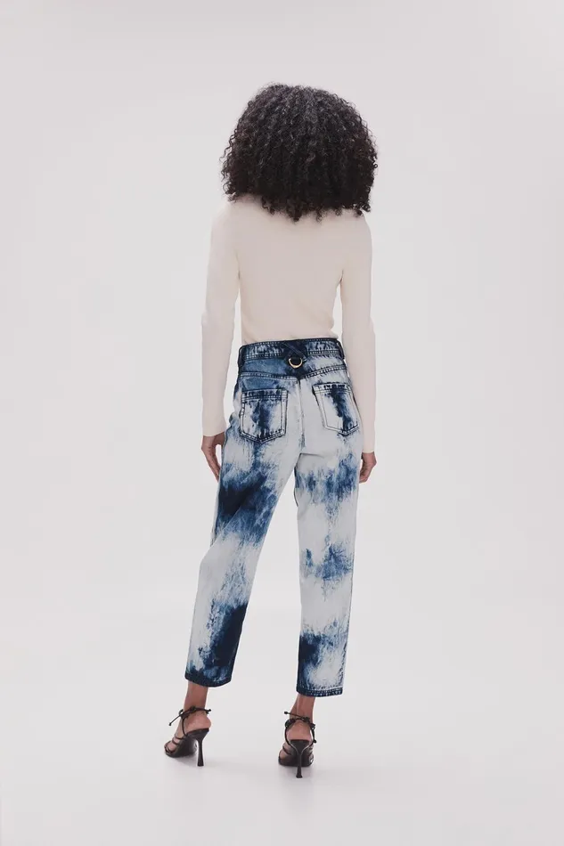 Women Enigma Denim Straight Jeans Tie Dye Indigo Aje Pants