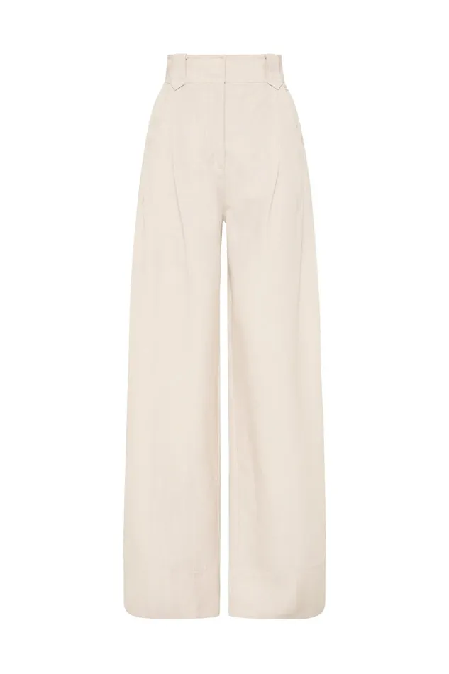 Women Equinox Pleated Wide Leg Pant Sandstone Beige Aje Pants