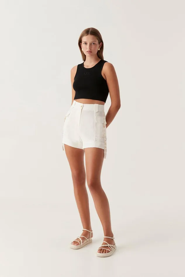 Women Escapade Ribbon Logo Short Ivory Aje Shorts