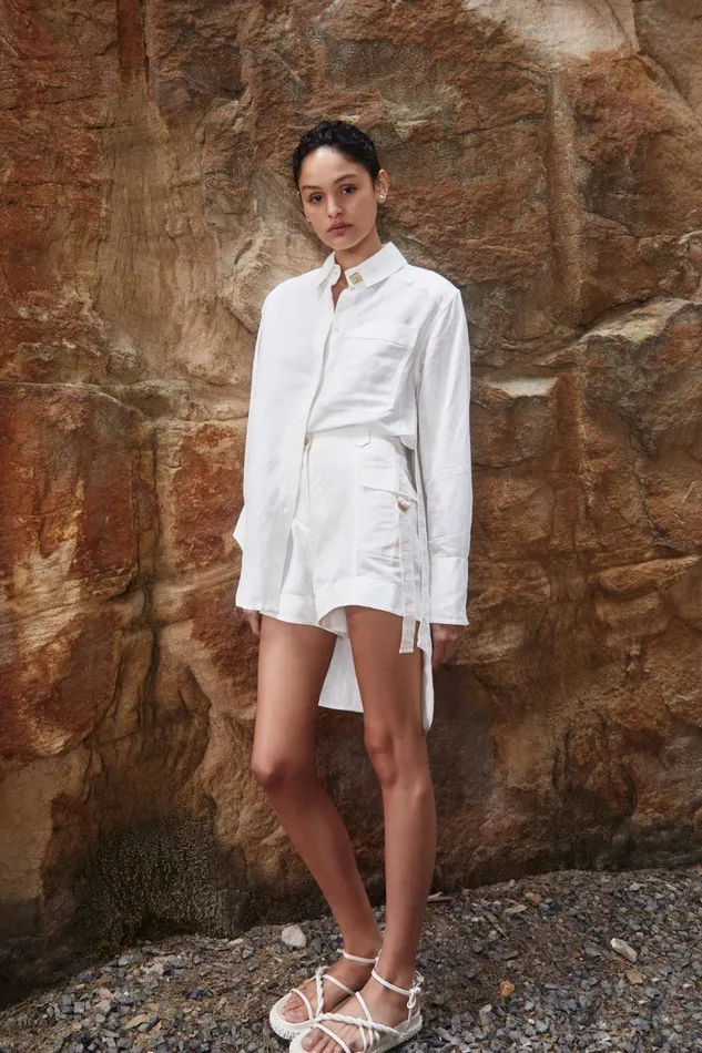 Women Escapade Ribbon Logo Short Ivory Aje Shorts