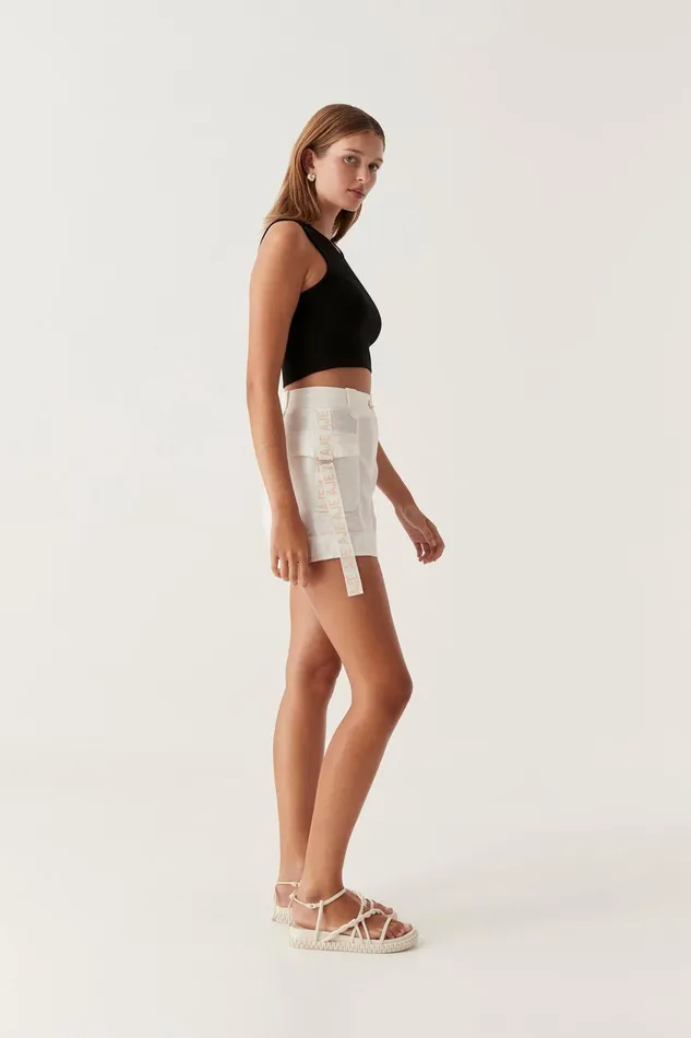 Women Escapade Ribbon Logo Short Ivory Aje Shorts