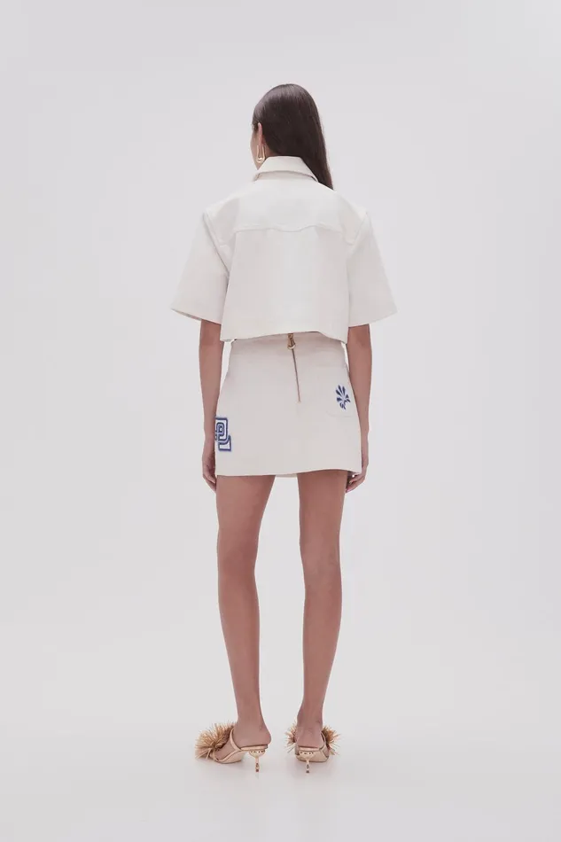 Women Esprit Embroidered Mini Skirt Ivoryblue Aje Skirts