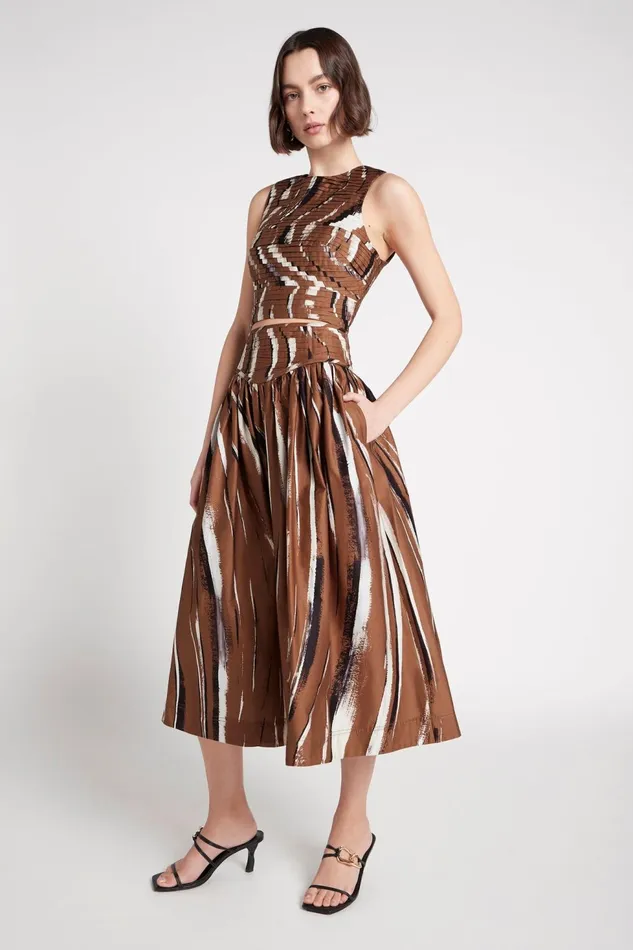 Women Estelle Midi Skirt Neutral Stripe Print Aje Skirts