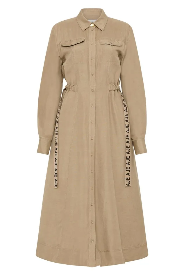 Women Eternal Logo Midi Dress Desert Khaki Aje Dresses