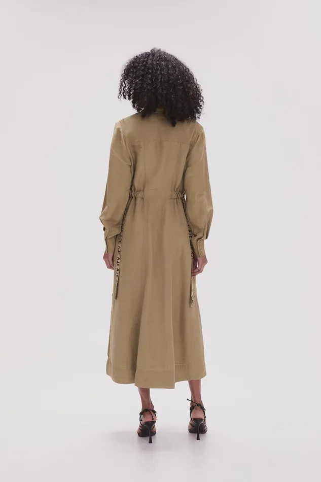 Women Eternal Logo Midi Dress Desert Khaki Aje Dresses