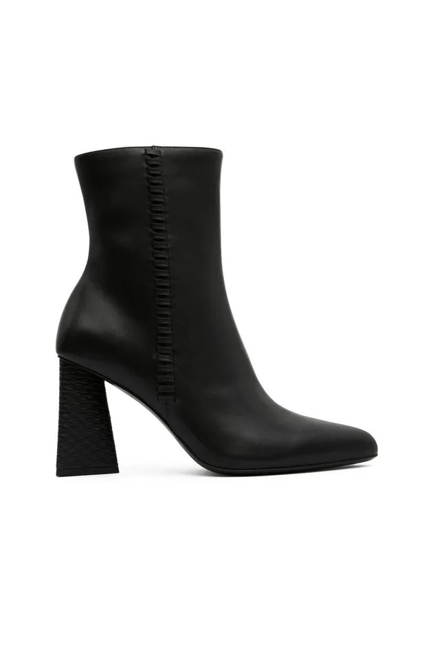 Women Ether Whipstitch Short Boot Black Aje Leather