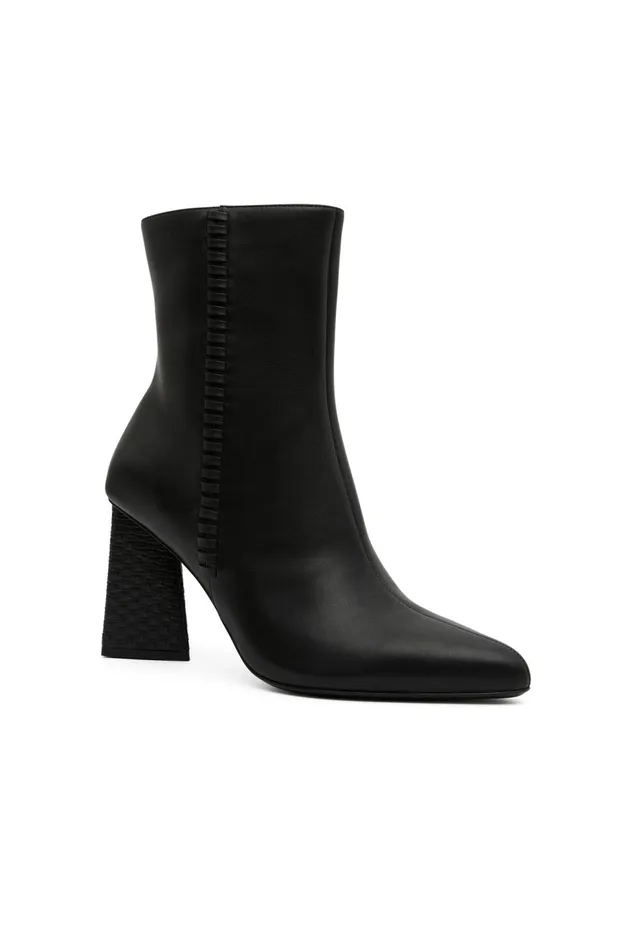Women Ether Whipstitch Short Boot Black Aje Leather