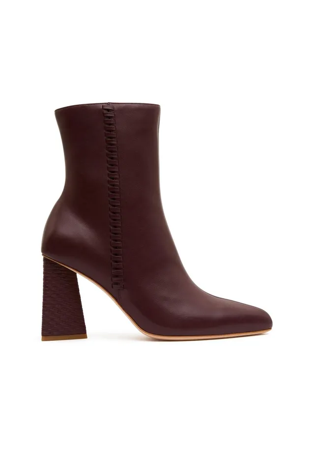 Women Ether Whipstitch Short Boot Mahogany Red Aje Leather