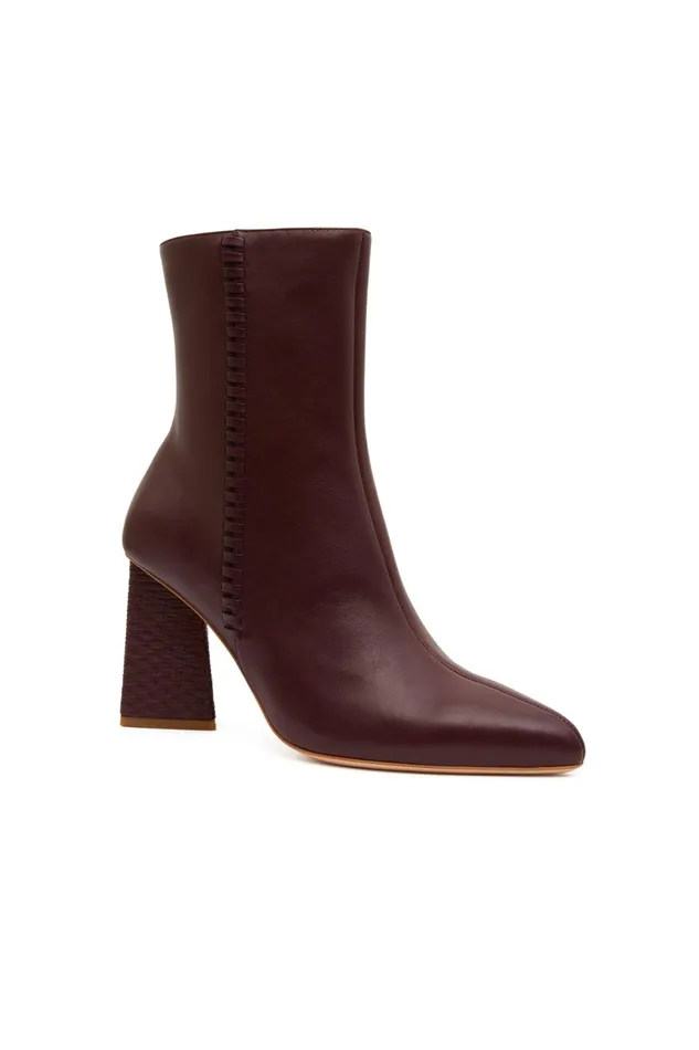 Women Ether Whipstitch Short Boot Mahogany Red Aje Leather