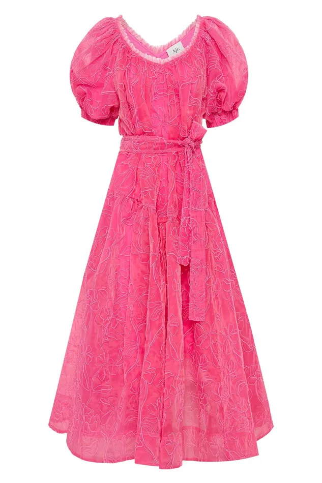 Women Evangeline Cornelli Midi Dress Protea Pink Aje Dresses