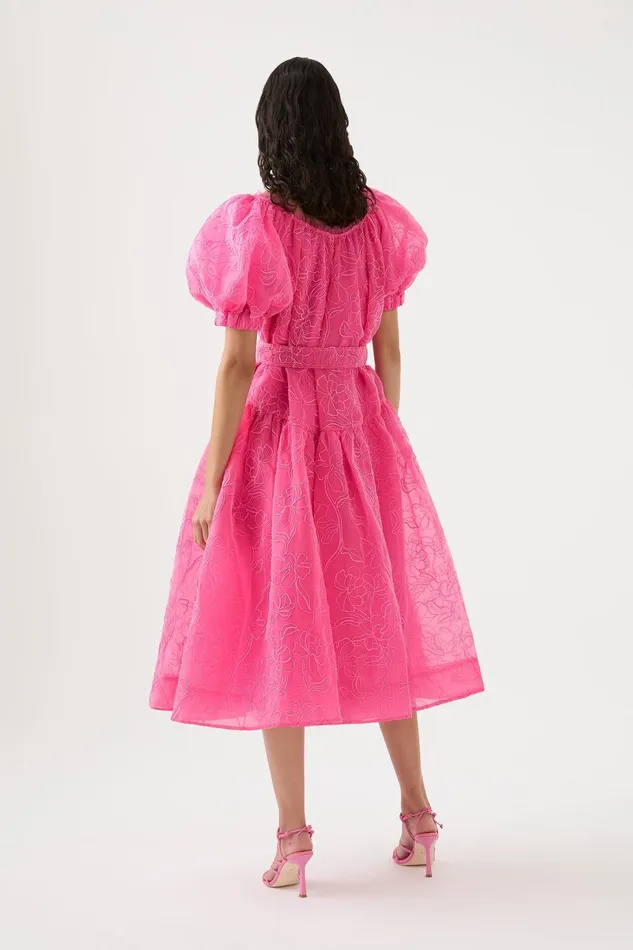 Women Evangeline Cornelli Midi Dress Protea Pink Aje Dresses