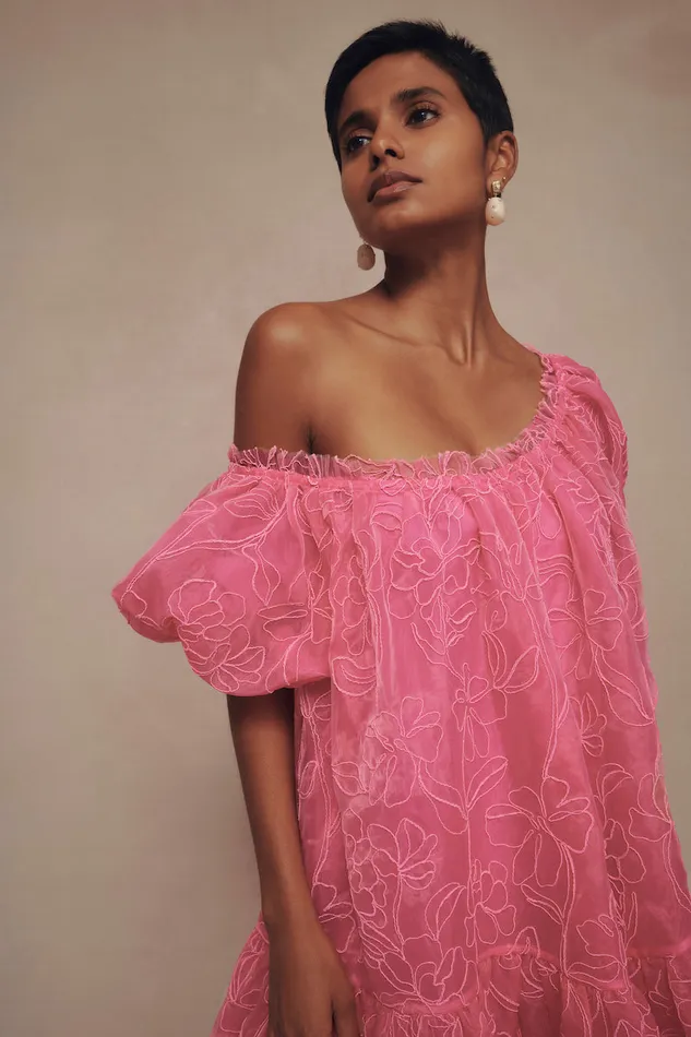 Women Evangeline Cornelli Midi Dress Protea Pink Aje Dresses