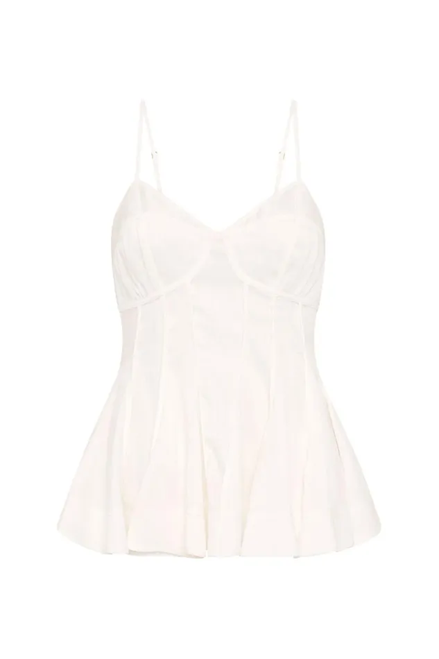 Women Evangeline Flared Camisole Top Ivory Aje Tops