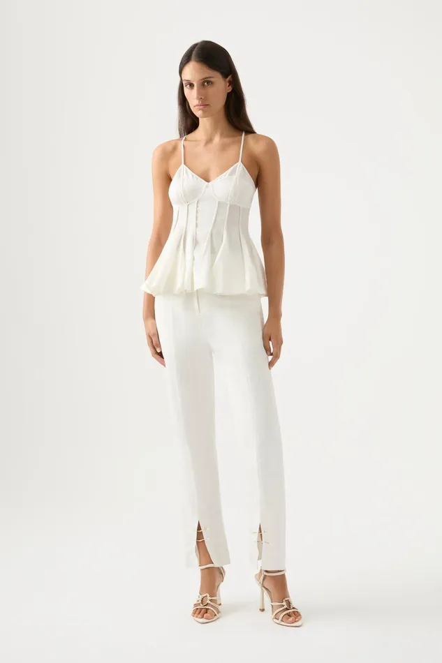 Women Evangeline Flared Camisole Top Ivory Aje Tops