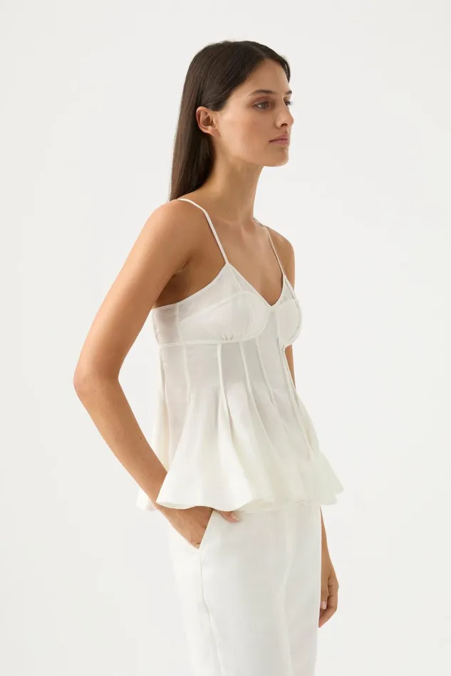 Women Evangeline Flared Camisole Top Ivory Aje Tops