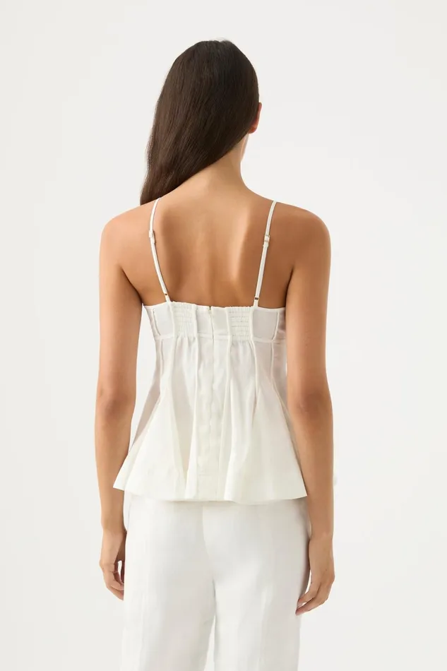 Women Evangeline Flared Camisole Top Ivory Aje Tops