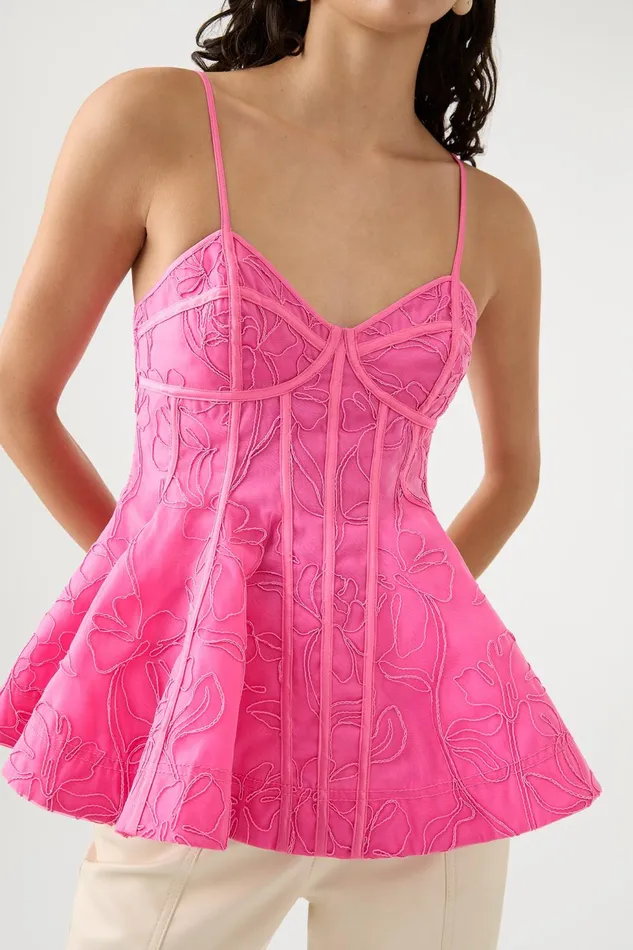 Women Evangeline Flared Camisole Top Protea Pink Aje Tops