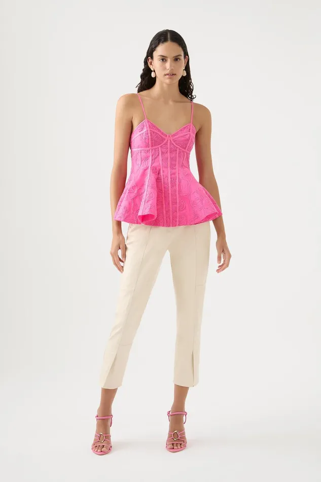 Women Evangeline Flared Camisole Top Protea Pink Aje Tops