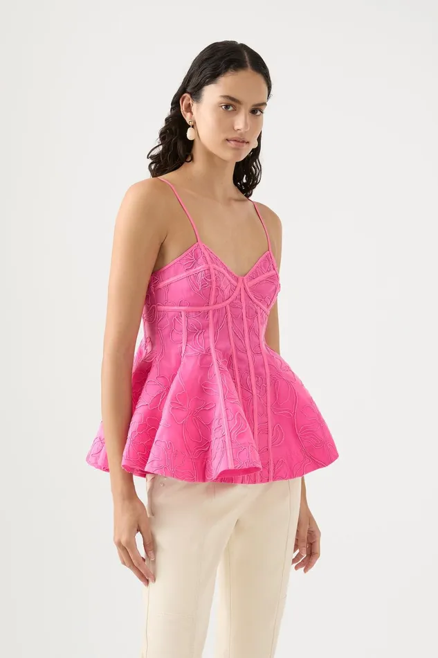 Women Evangeline Flared Camisole Top Protea Pink Aje Tops