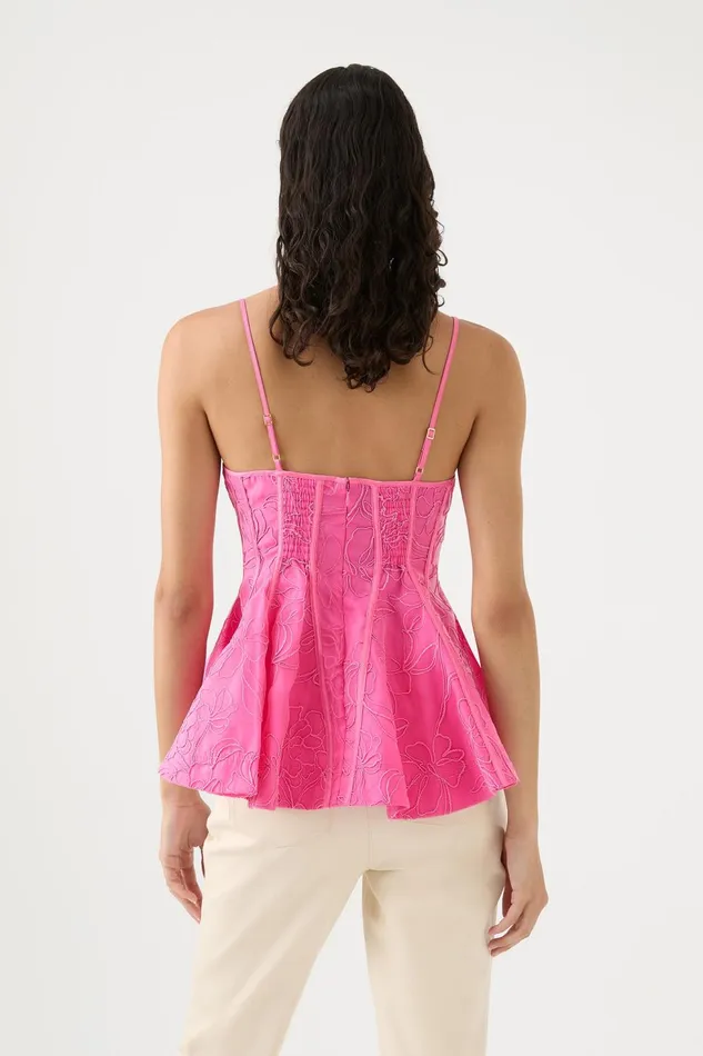 Women Evangeline Flared Camisole Top Protea Pink Aje Tops