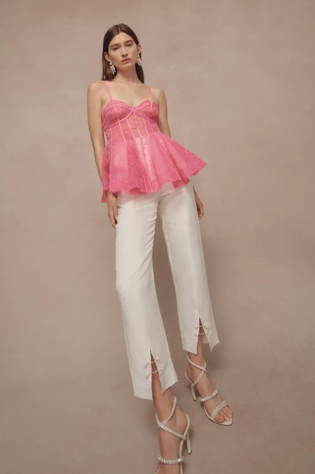 Women Evangeline Flared Camisole Top Protea Pink Aje Tops