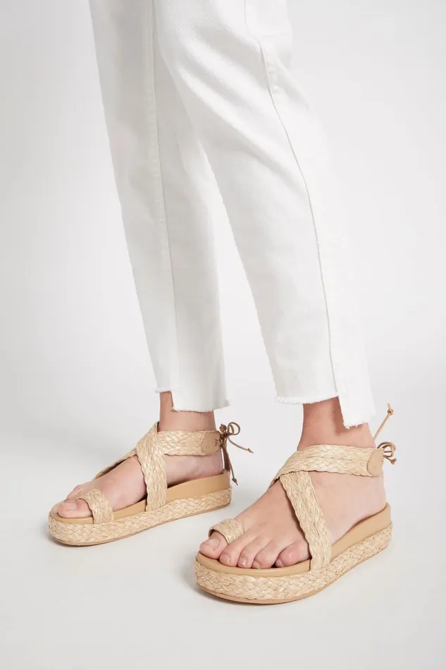 Women Evie Raffia Platform Sandal Natural Aje Shoes