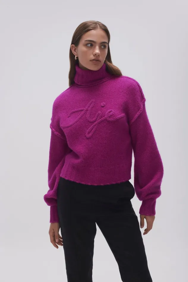 Women Evita Balloon Sleeve Jumper Plum Purple Aje Knitwear and Jumpers