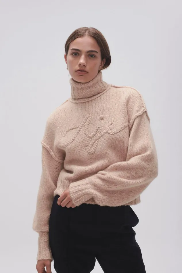 Women Evita Balloon Sleeve Jumper Sandstone Beige Aje Knitwear and Jumpers