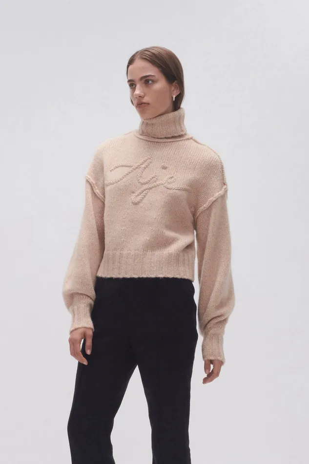 Women Evita Balloon Sleeve Jumper Sandstone Beige Aje Knitwear and Jumpers