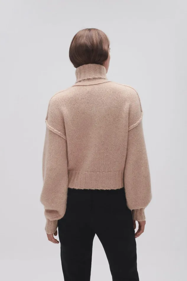 Women Evita Balloon Sleeve Jumper Sandstone Beige Aje Knitwear and Jumpers