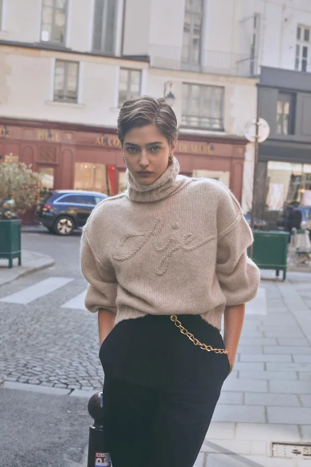 Women Evita Balloon Sleeve Jumper Sandstone Beige Aje Knitwear and Jumpers