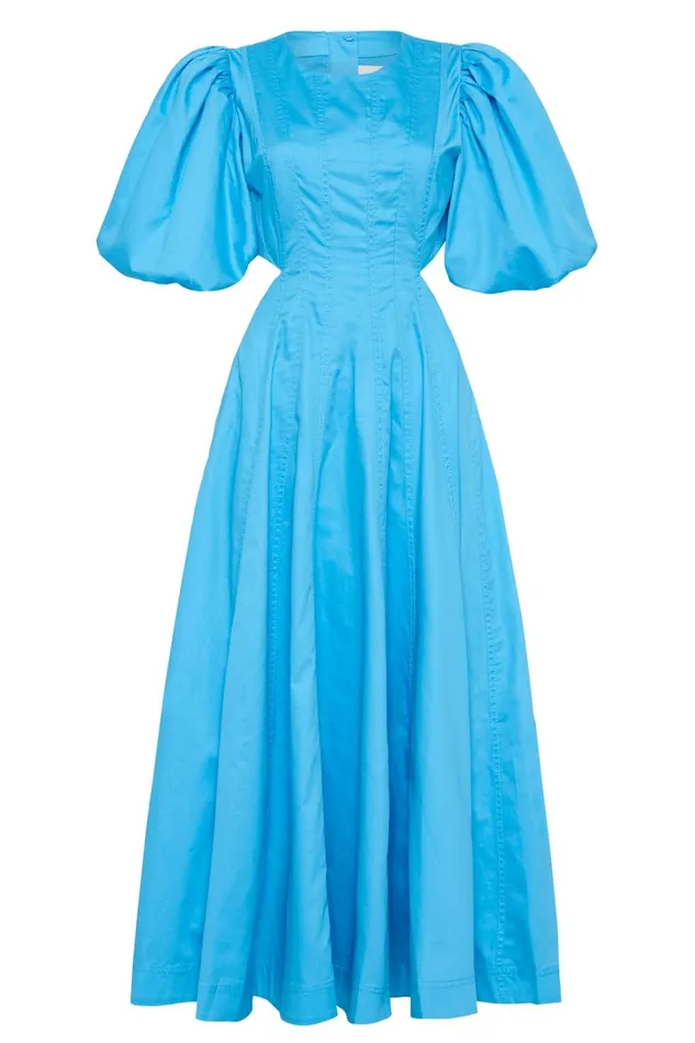 Women Fallingwater Cut Out Midi Dress Cerulean Aje Dresses