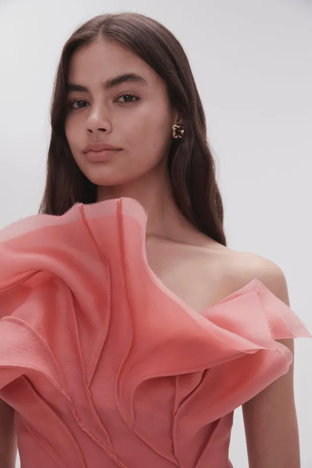 Women Flame Crop Top Guava Pink Aje Tops
