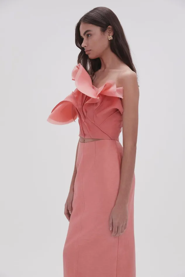 Women Flame Crop Top Guava Pink Aje Tops